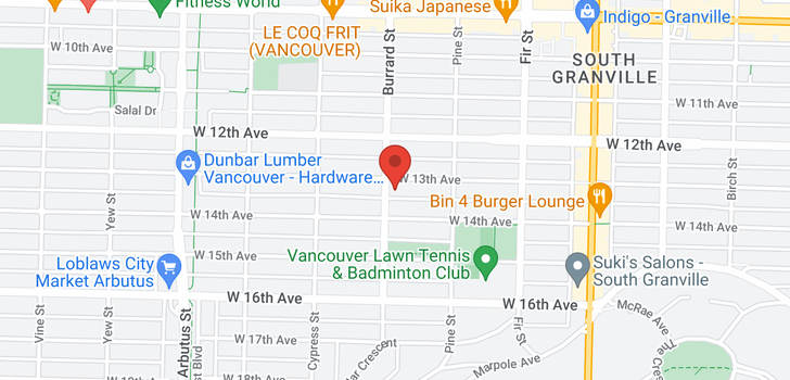 map of 700 1788 W 13TH AVENUE